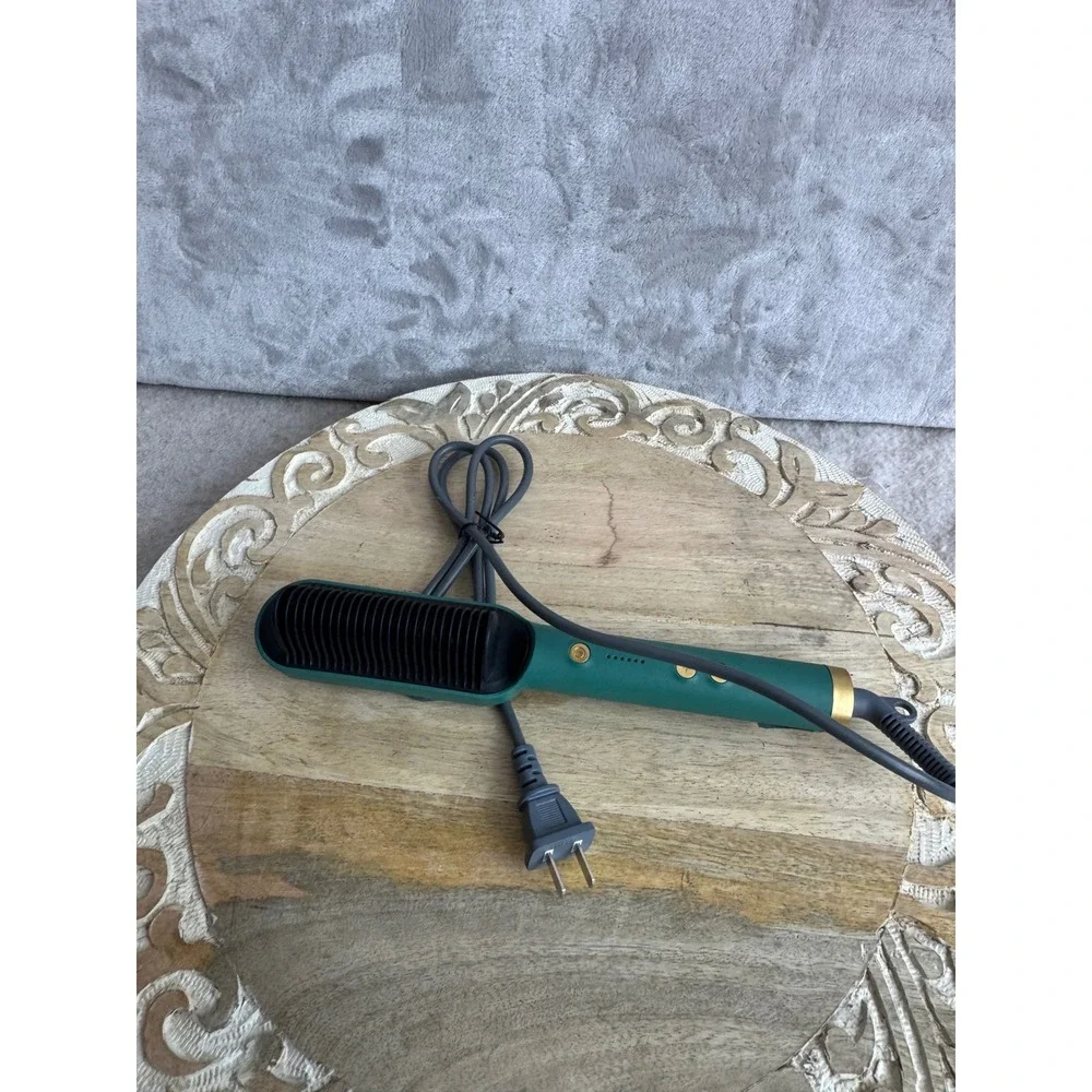 Emerald‎ Green Hair Straightener Brush Ceramic Heated Comb PY-380 Dual Voltage